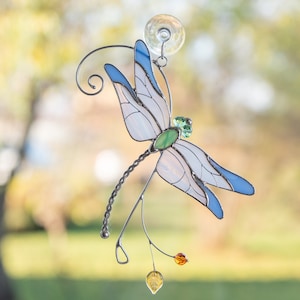 Stained glass dragonfly Christmas gift Fly insect Custom stained glass dragonfly suncatcher Dragonfly wings Stained glass dragonfly wall art