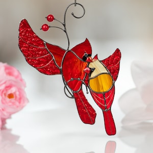 Buntglas Vogel Suncatcher Hauseinweihung Geschenk Kardinal Gedenkschmuck Buntglas Fensterbehänge Benutzerdefinierte Buntglas Vogel Kunstwerk