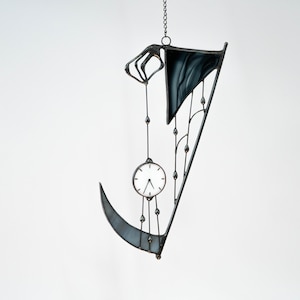 Grim reaper stained glass suncatcher Halloween decor outdoor Spider web stained glass window hangings image 2