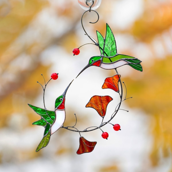 Stained Glass Hummingbird Suncatcher Mother Birthday Gifts Glass 60