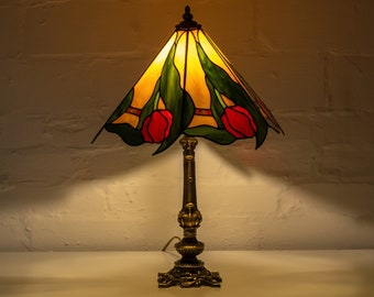 Modern stained glass flower lamp Mothers Day gifts Custom stained glass art nouveau lamp Tiffany style lamp Stained glass lampshade