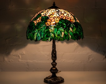 Tiffany-Lampe, Buntglas-Blumenlampe, Muttertagsgeschenk, moderne Glaskunst, einzigartige Lampe, Buntglas-Blume