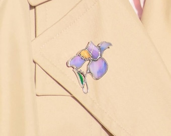 Joyería de iris en vidrieras Regalo para niña de las flores Broche floral