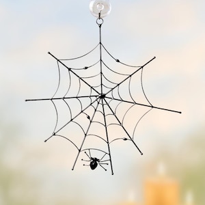 Jumping spider Halloween stained glass window hangings Handmade gifts Stained glass ghost suncatcher Spider web