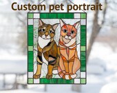 Pet memorial custom stained glass panel pet loss gifts Custom pet portrait stained glass cat suncatcher