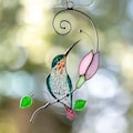 Hummingbird stained glass window hangings Christmas gifts for mom Custom stained glass bird suncatcher Garden decor product logo