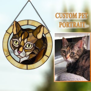 Pet memorial stained glass window panel Custom stained glass Dog portrait Cat lover gift stained glass decor image 6