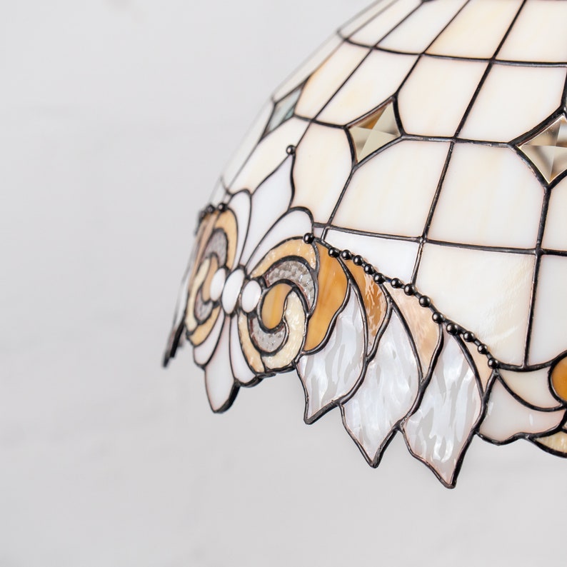 classic design of the lamp made of modern stained glass