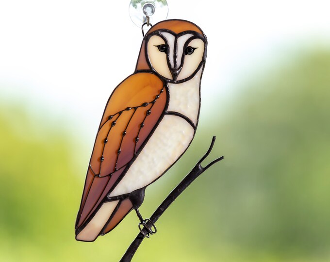 Stained Glass Owl Suncatcher Bird Stained Glass Window Etsy