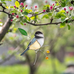 stained glass bird garden marker