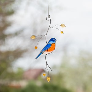 handmade glass bluebird light catcher