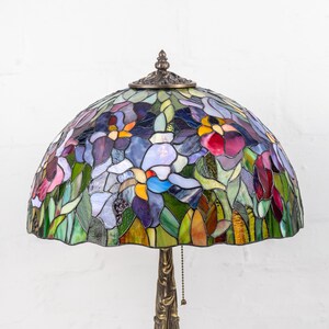 handmade glass lampshade of irises
