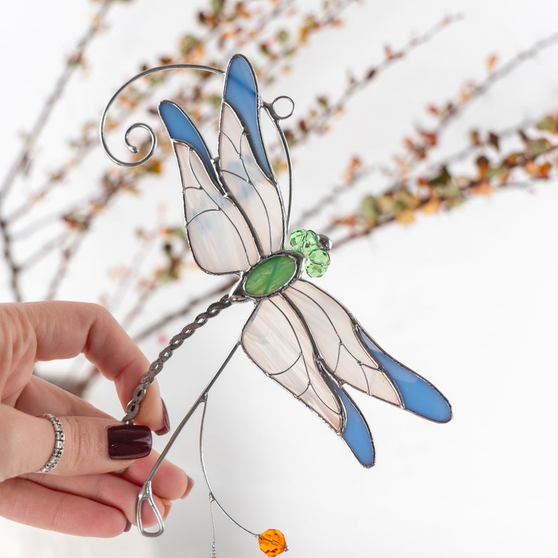 stained glass dragonfly fairy garden decor
