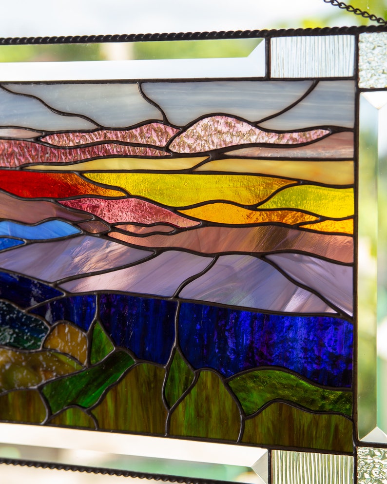 Custom Stained Glass Window Hangings Christmas Gifts Blue Etsy