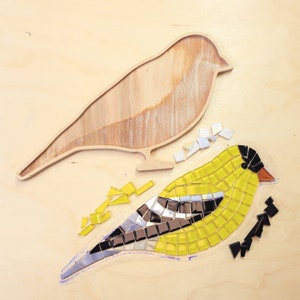 DIY Mosaic glass goldfinch craft kit Merry Christmas Gift Wood mosaic art Bird ornament Diy crafts