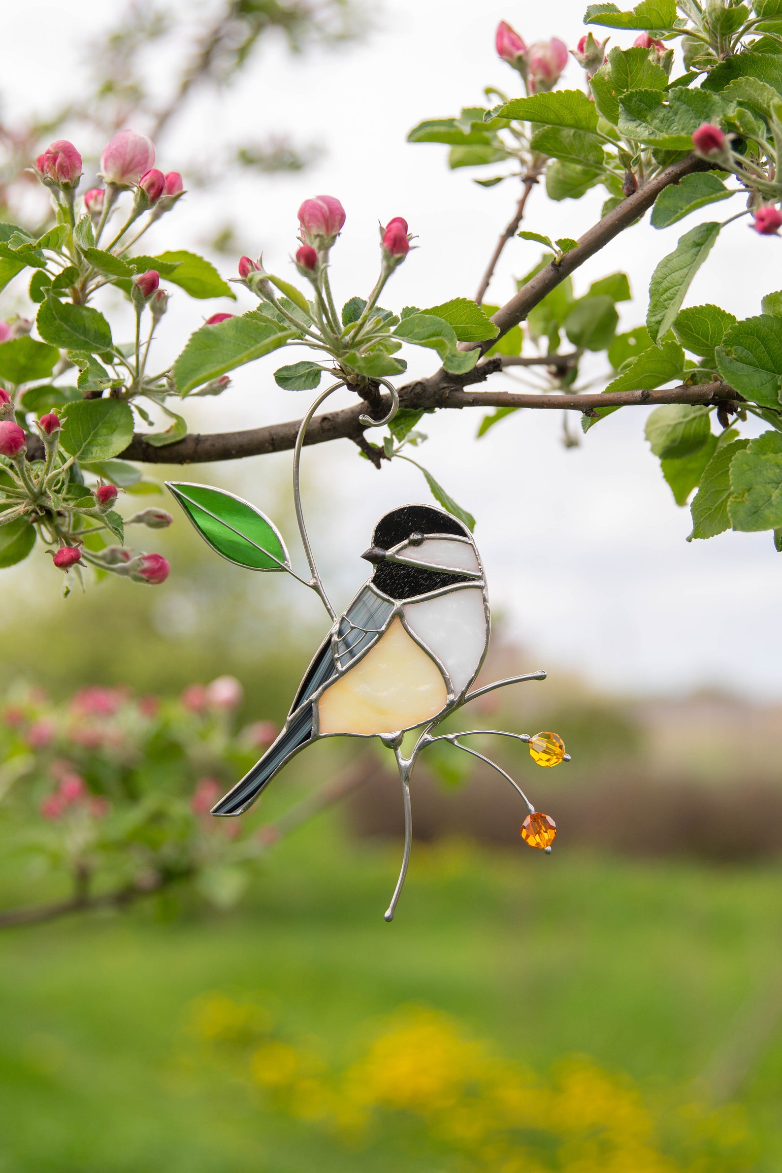 Stained Glass Chickadee Suncatcher Christmas Gifts Bird Etsy