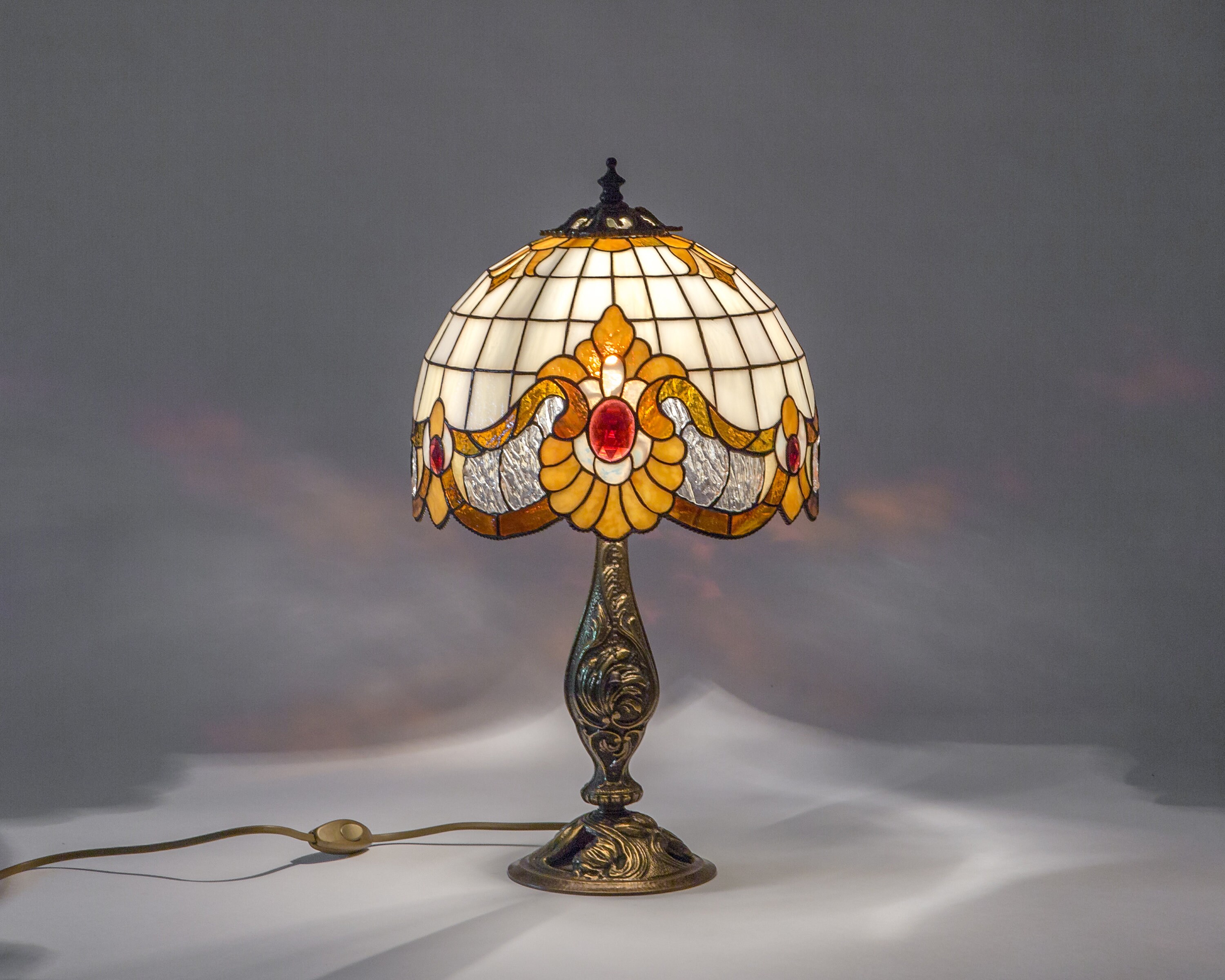 Bedside stained glass lamp shade art nouveau lamp new house Etsy