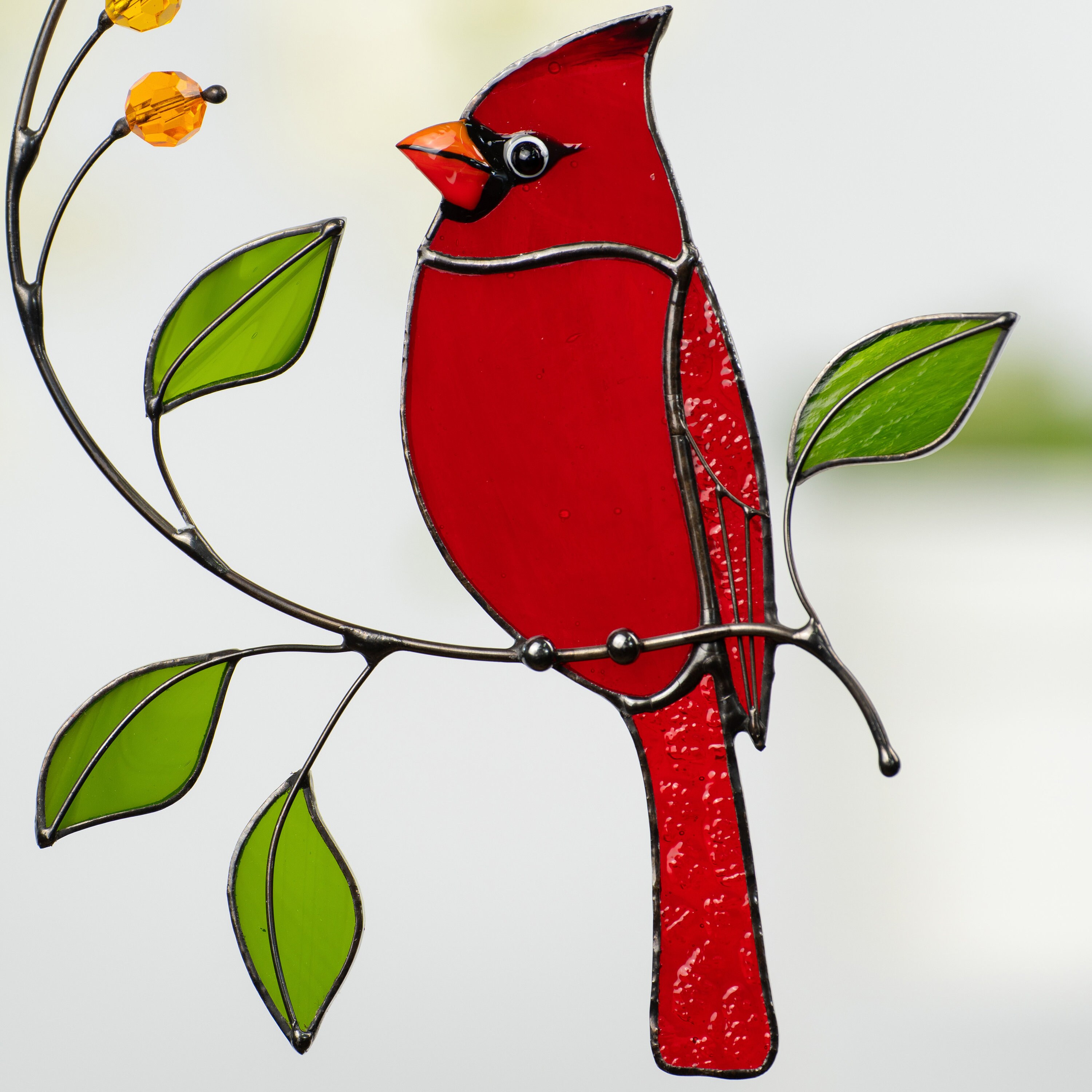 Kardinal-Sonnenfänger Aus Buntglas – Fensterdekoration, Gedenkgeschenk Für Oma, Mutter, Vogel-Liebhaber