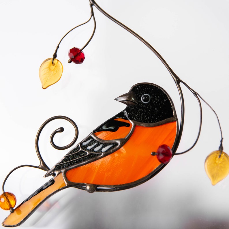 handmade stained glass bird light catcher