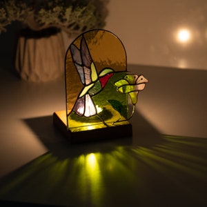 bird stained glass candle holder