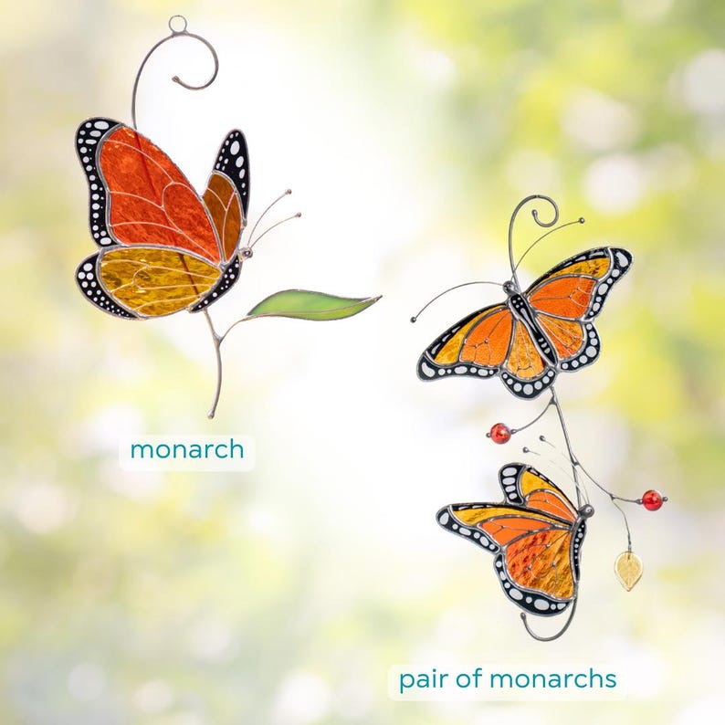 Stained glass monarch butterflies suncatchers