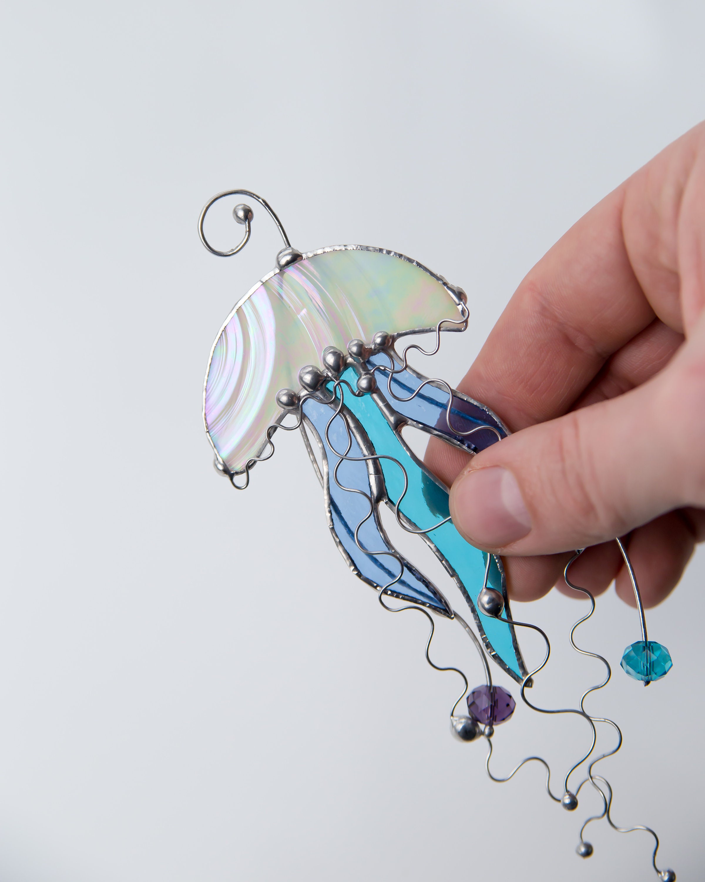 Jellyfish stained glass suncatcher Custom stained glass window | Etsy