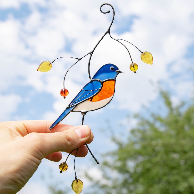 stained glass bluebird light catcher