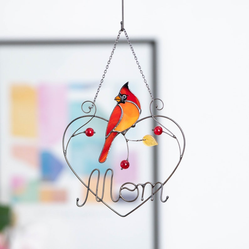 personalized gift of cardinal light catcher for mom