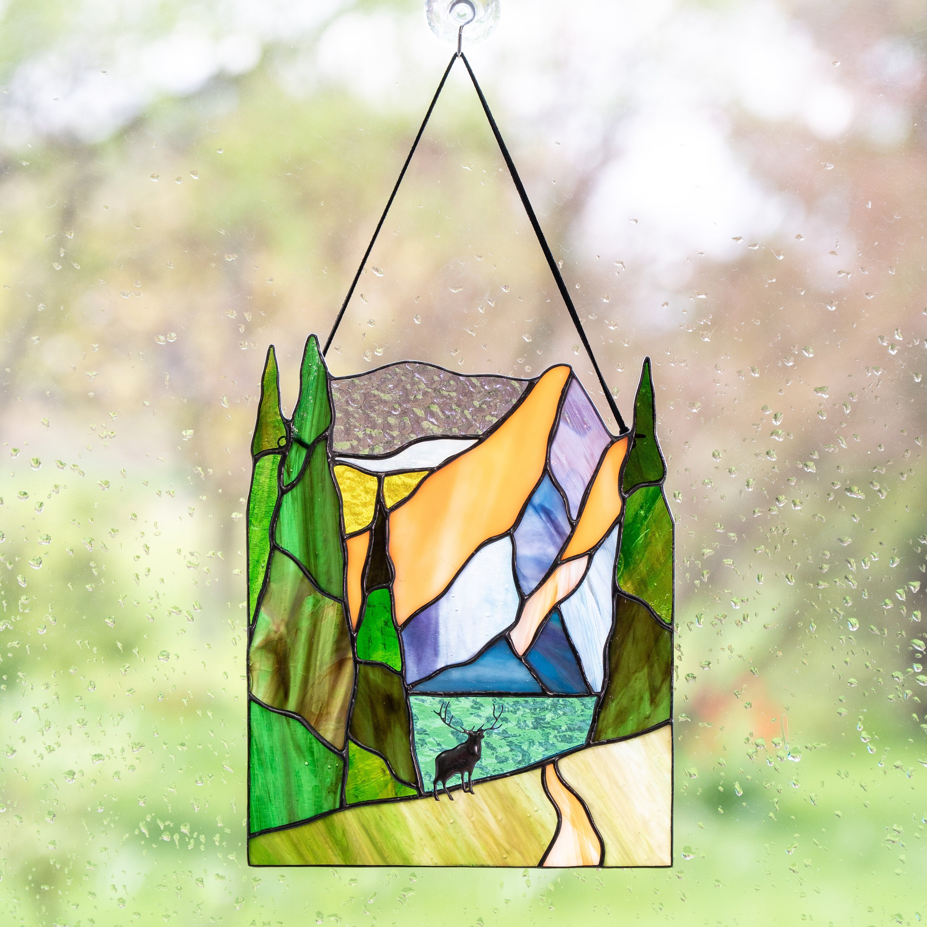 Grand Teton National Park Stained Glass Panel Christmas Gift Desk Grand Teton National Park Stained Glass Panel Christmas Gift Desk