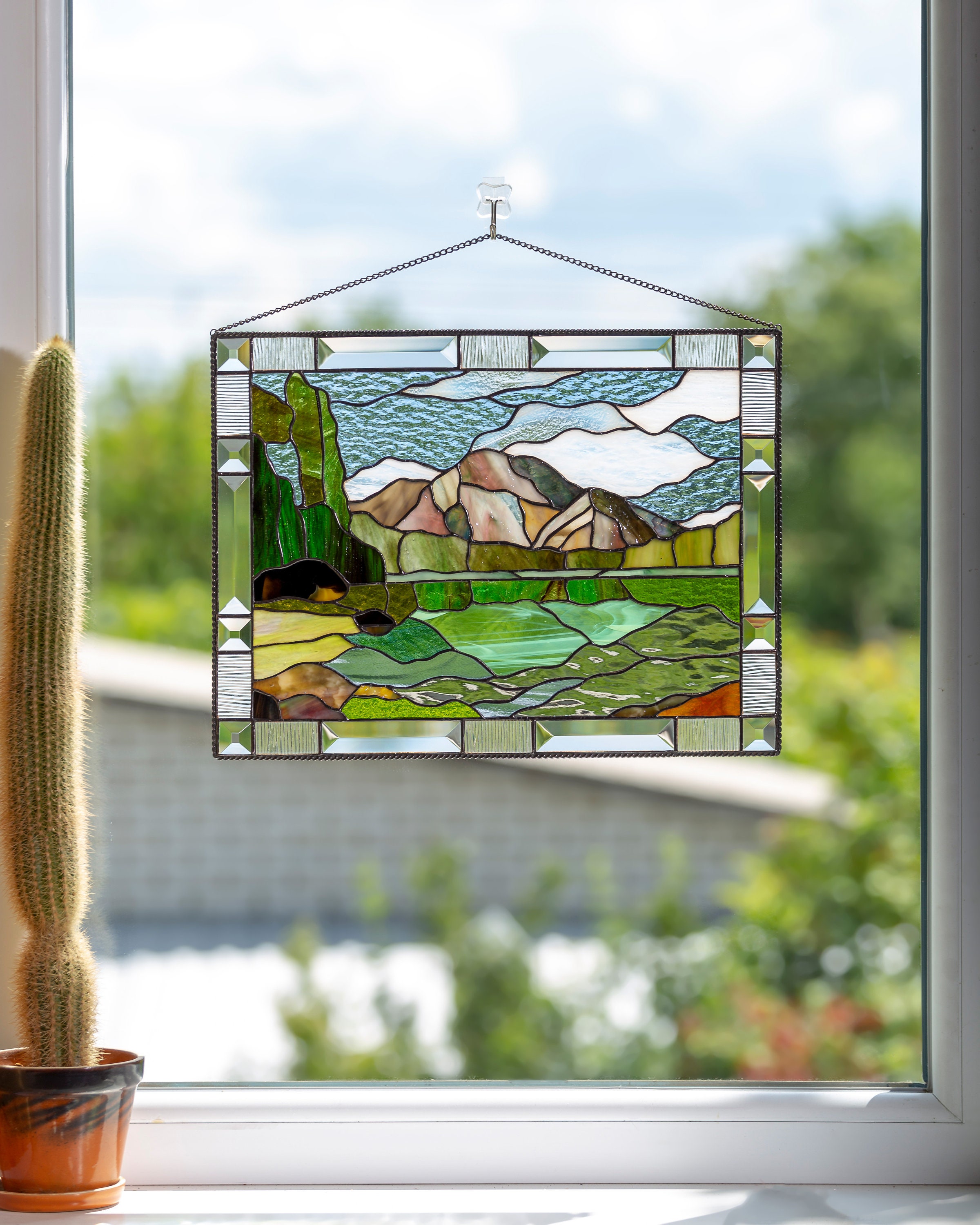 Stained Glass Window Hangings Panel Christmas Gifts Grand Etsy UK