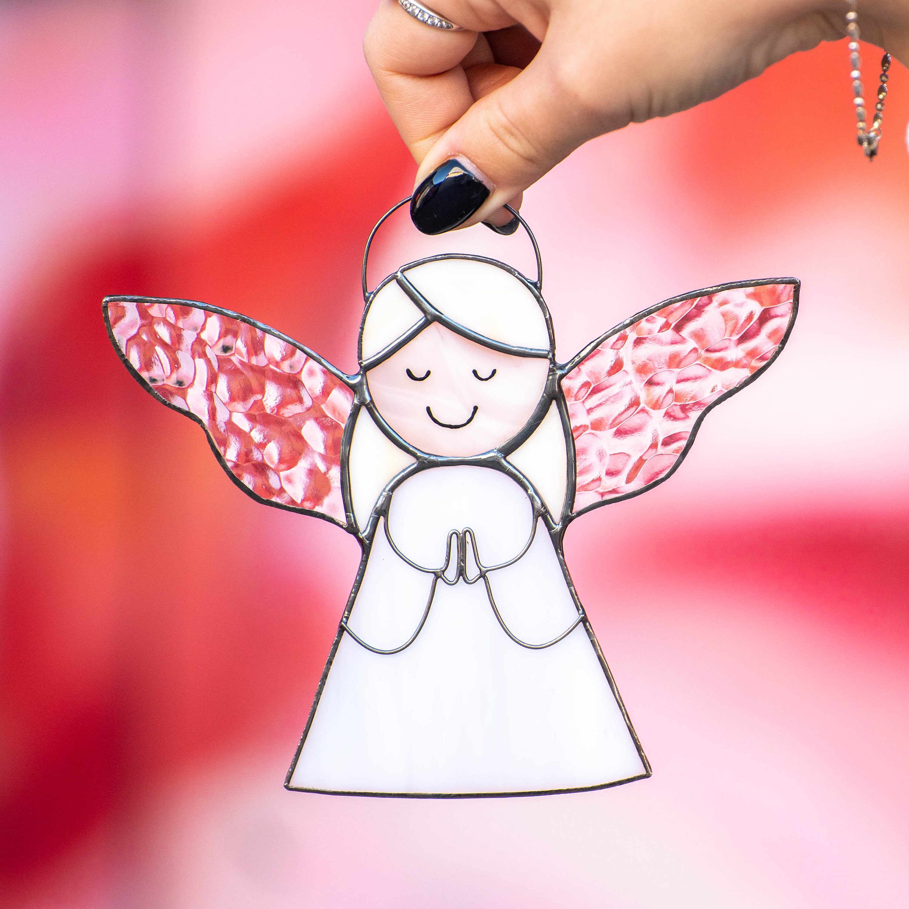 Engel-Sonnenfänger Aus Echtem Buntglas – Hübsche Fensterdekoration Mit Anhänger, Geschenk Für Mama Oder Liebe Menschen