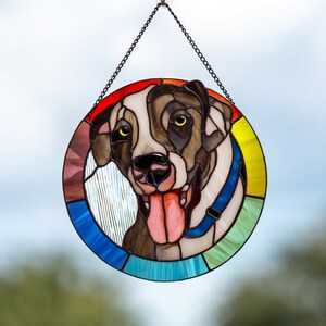 Pet memorial stained glass window panel Custom stained glass Dog portrait Cat lover gift stained glass decor image 8