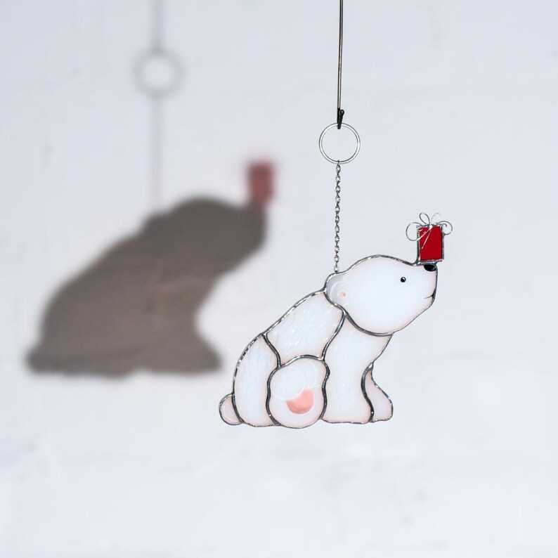 polar bear decor made of stained glass