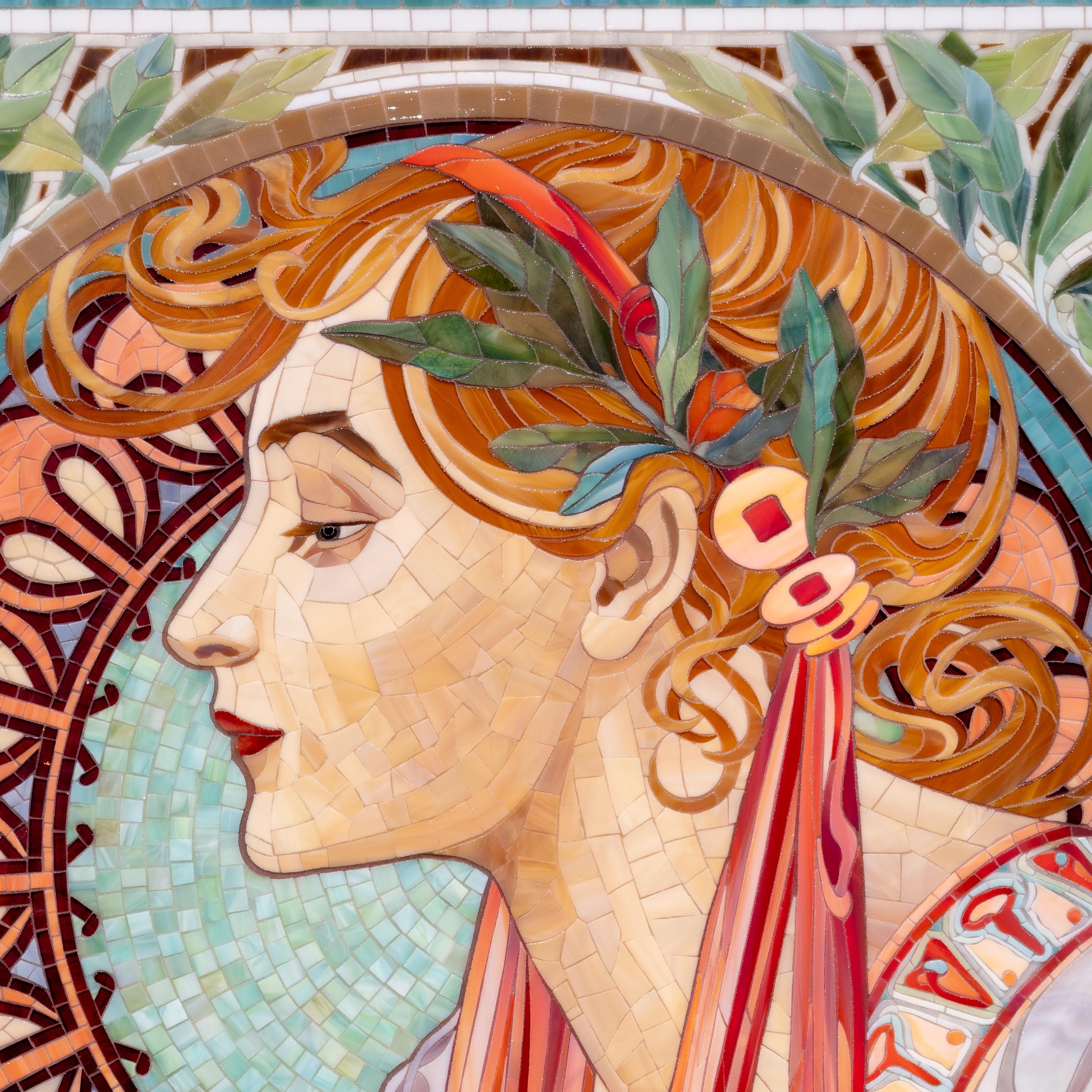 Alphonse Mucha Stained Glass Mosaic Wall Art Daughter in Law Gift