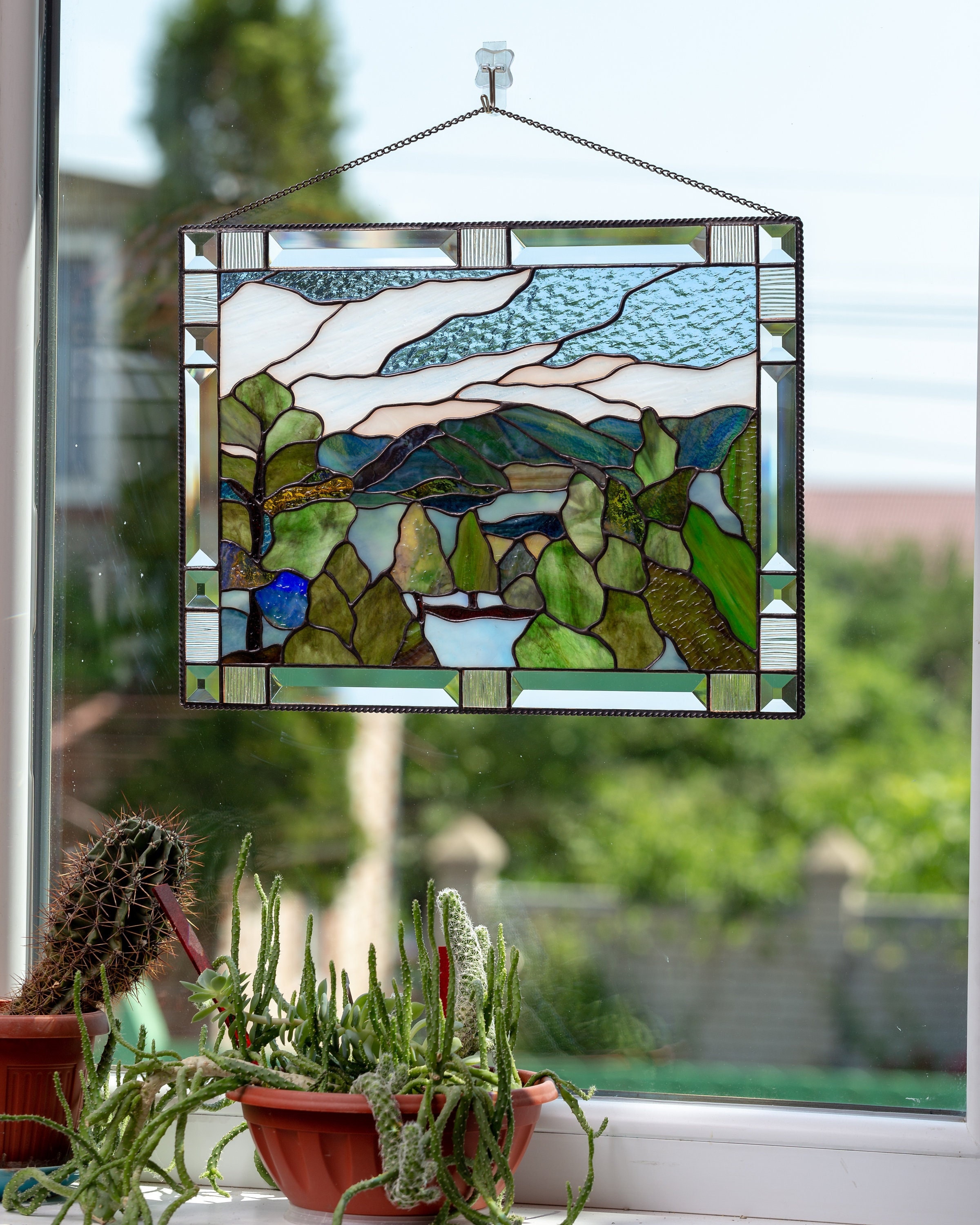 Estes park stained glass window hangings Going away gift for coworker Custom stained glass panel Employee Christmas gifts