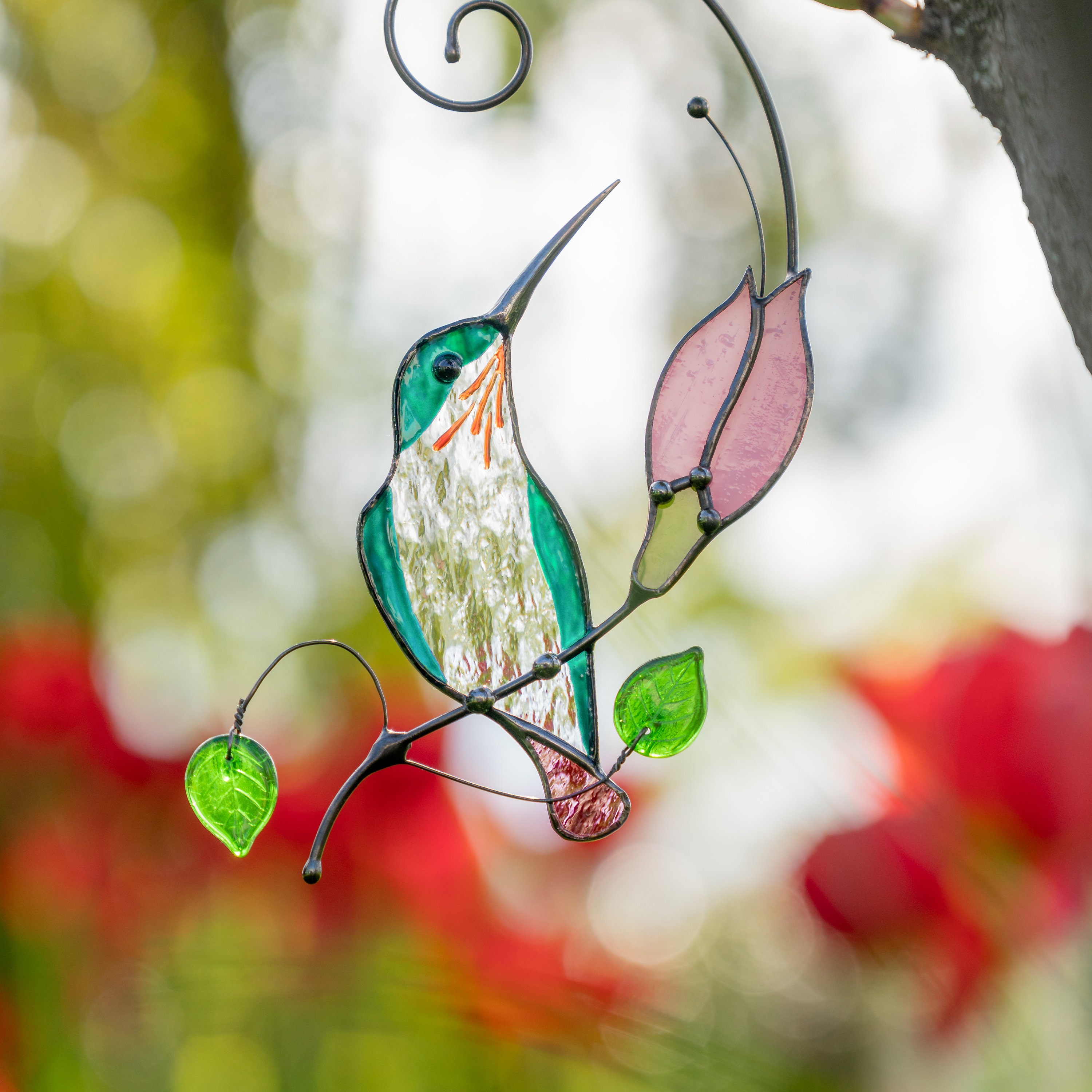 Hummingbird Stained Window Hanging Christmas Gifts Humming Bird Wall Art  Custom Stained Glass Bird Suncatcher Humming Bird Feeder 