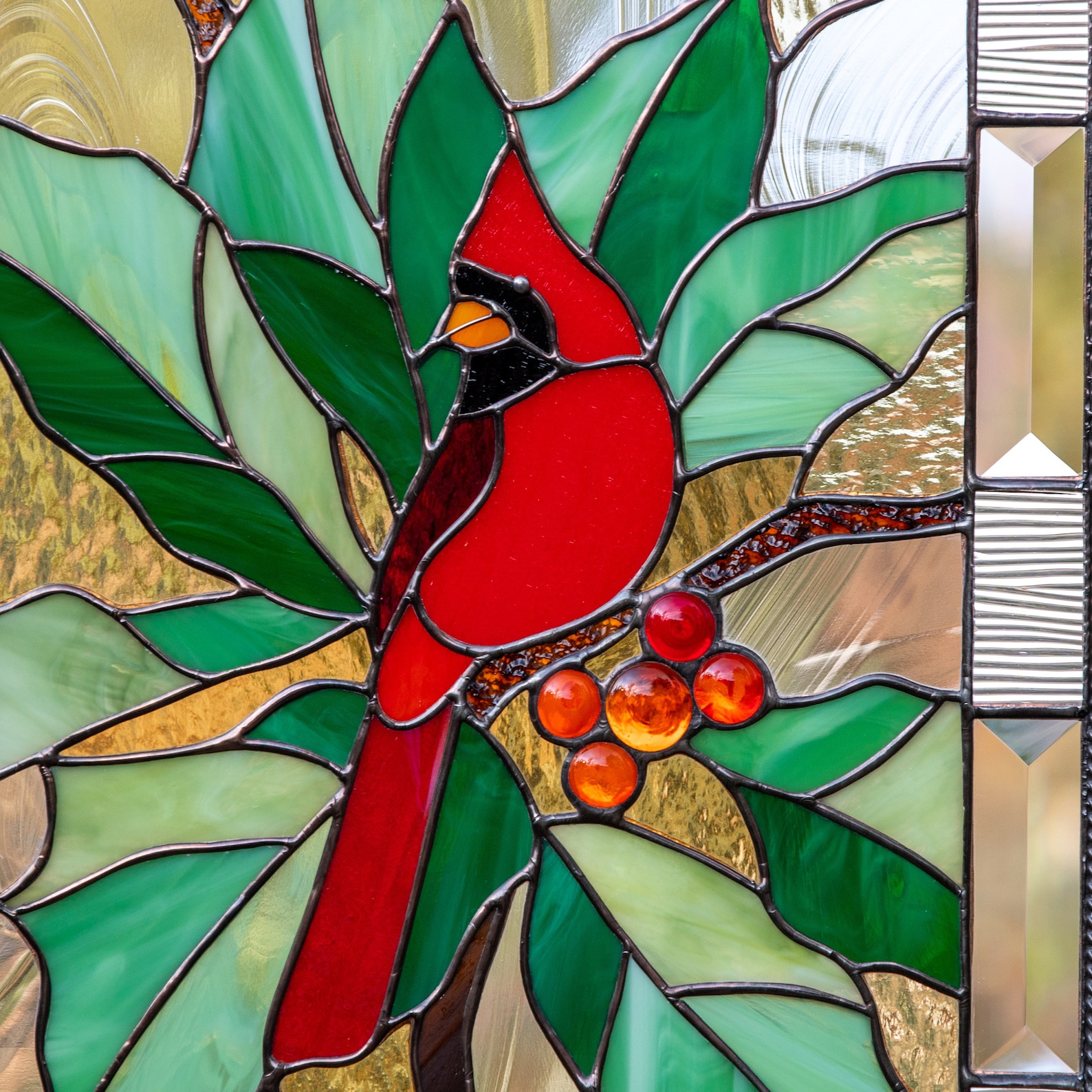 Cardinal Stained Glass Cardinal Window Hangings Mothers Day Etsy