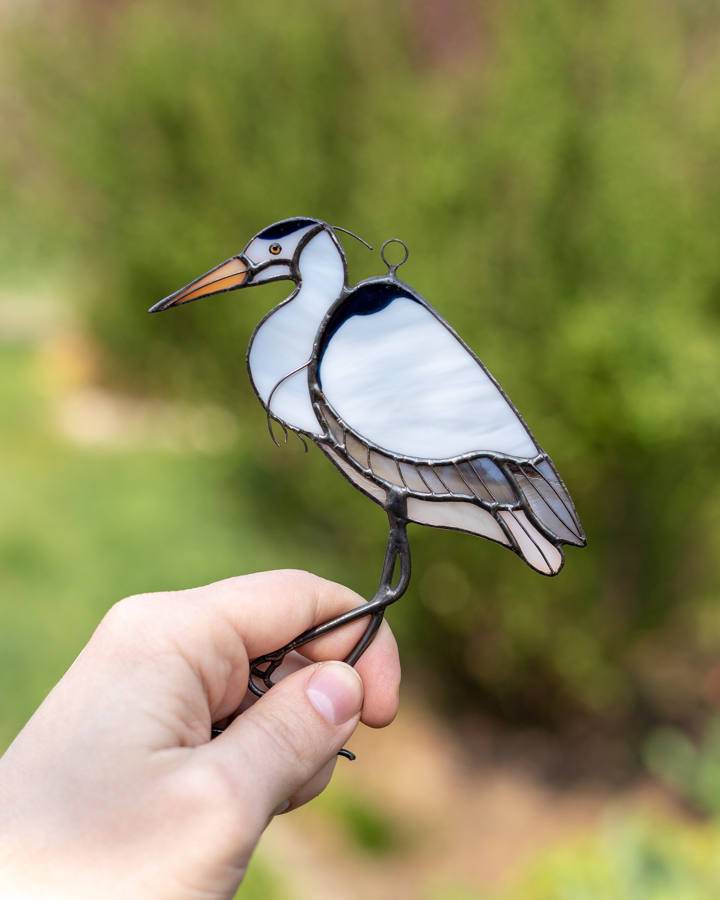 Great blue heron stained glass suncatcher Custom stained glass Etsy