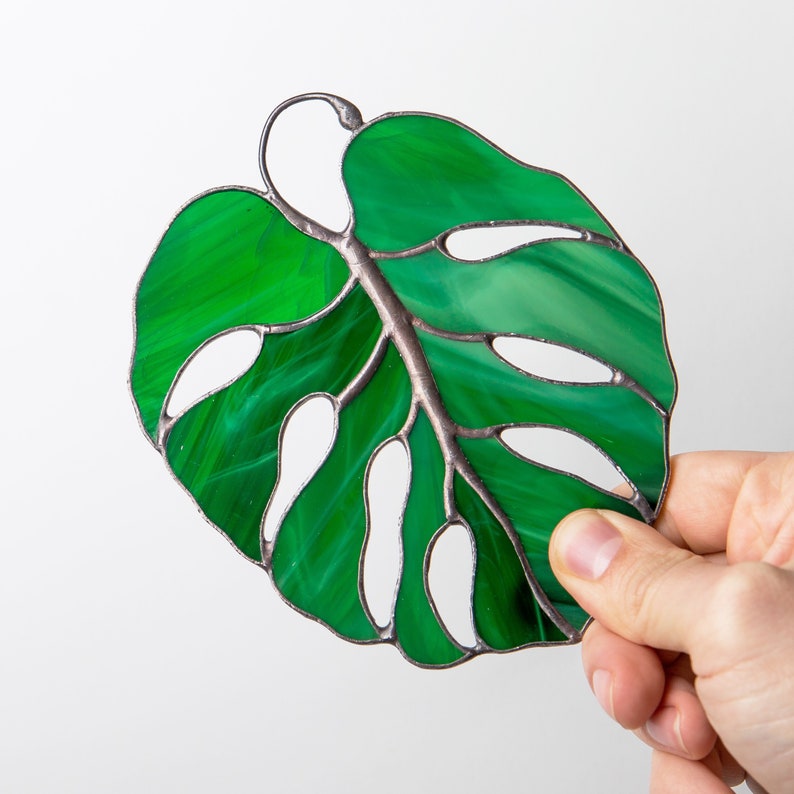 Monstera stained glass window hangings Christmas gifts Monstera variegata stained glass suncatcher 