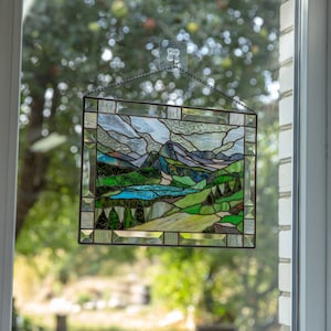 stained glass Glacier window hanging