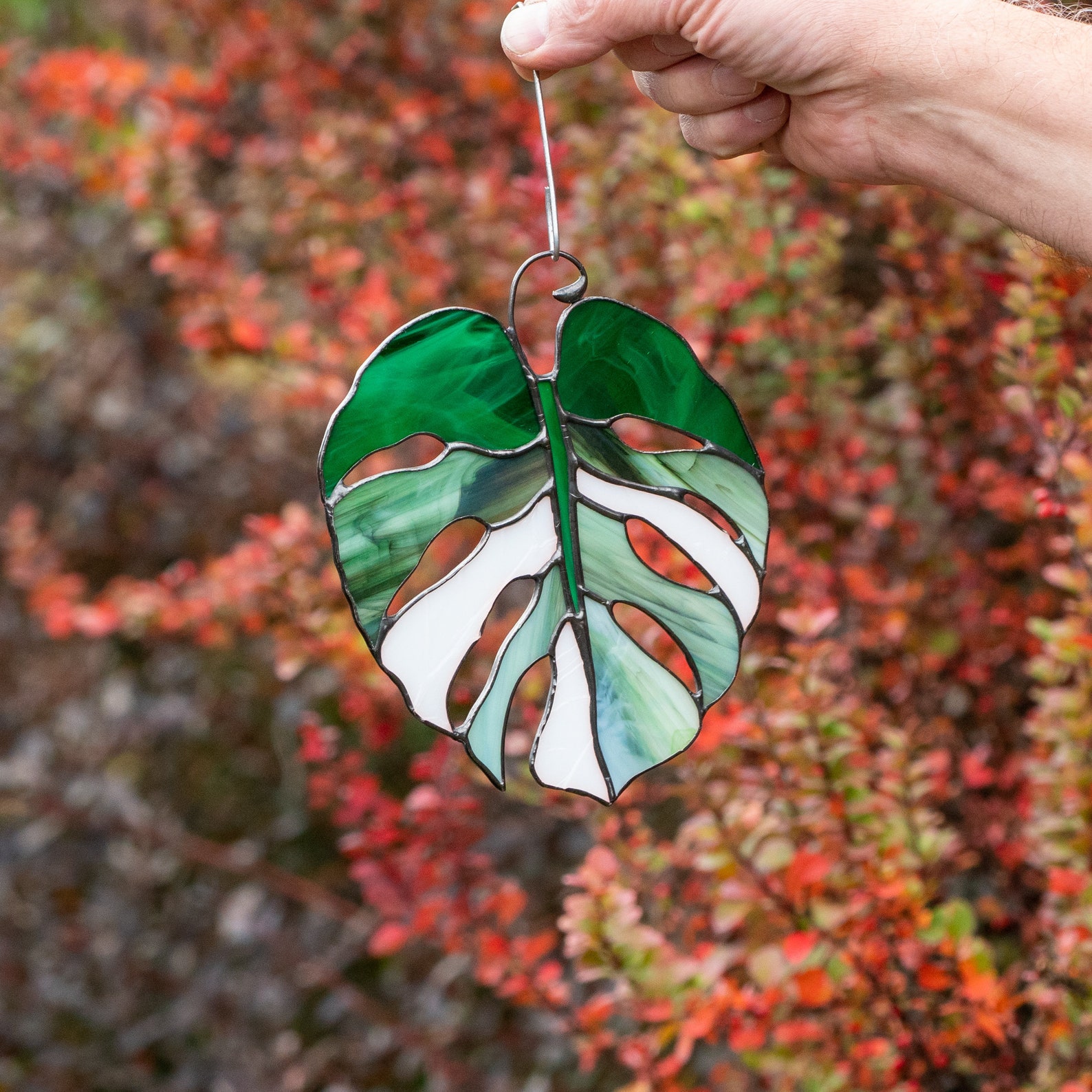 Monstera leaf stained glass suncatcher monstera plant custom Etsy