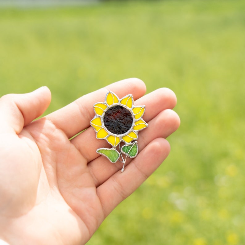 stained glass sunflower pin