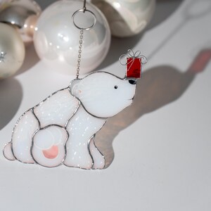 handcrafted glass polar bear ornament