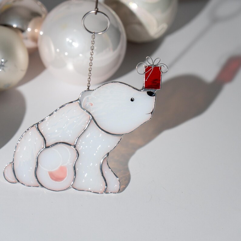 handcrafted glass polar bear ornament