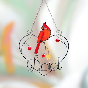 handcrafted glass cardinal bird decor for window