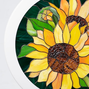 handmade glass panel of sunflower