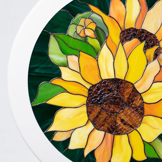 Sunflower stained glass panel Gift for grandma Home decor items aesthetic Sunflower gifts stained glass window hangings Sunflower wall art