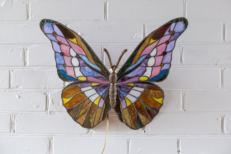 handmade glass butterfly lamp