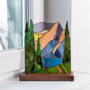 Custom stained glass mountain