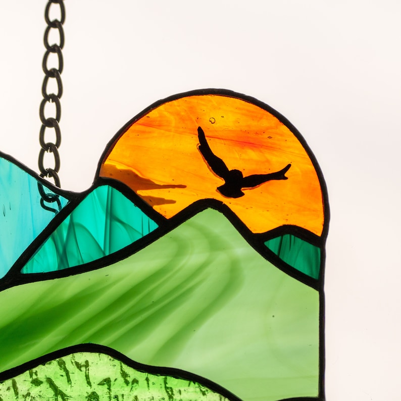 Sunset Stained Glass Window Hangings Christmas Gifts Stained Etsy